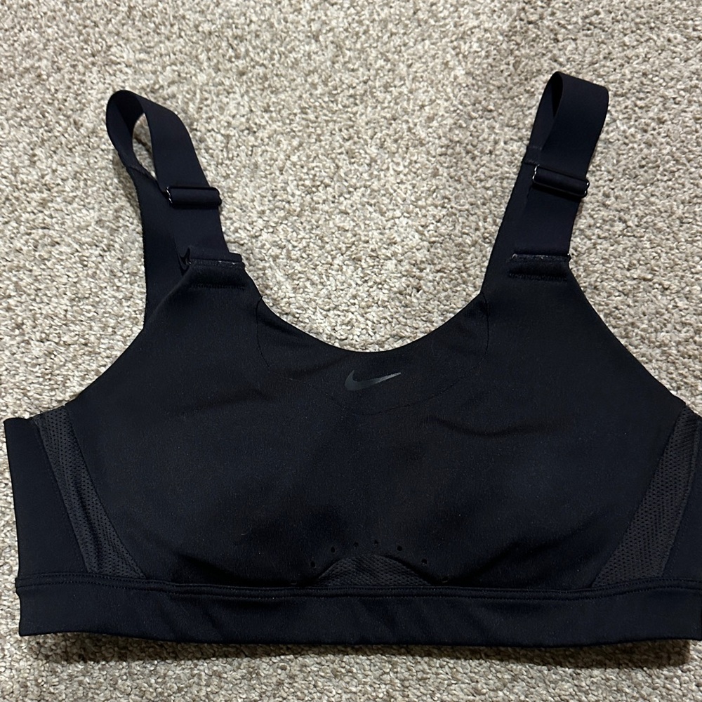 Nike Women's Black Sports Bra with Gray Logo
